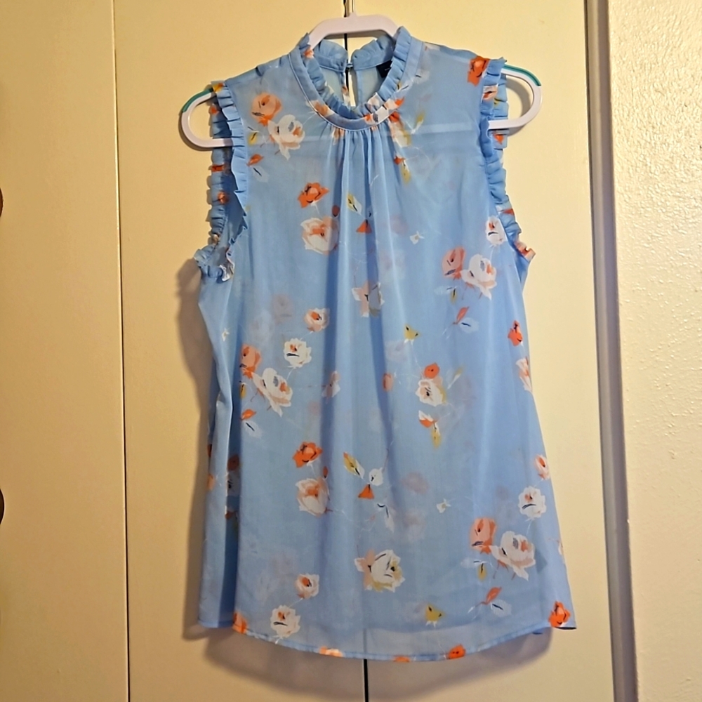 Who What Wear Sheer Sleeveless Blouse